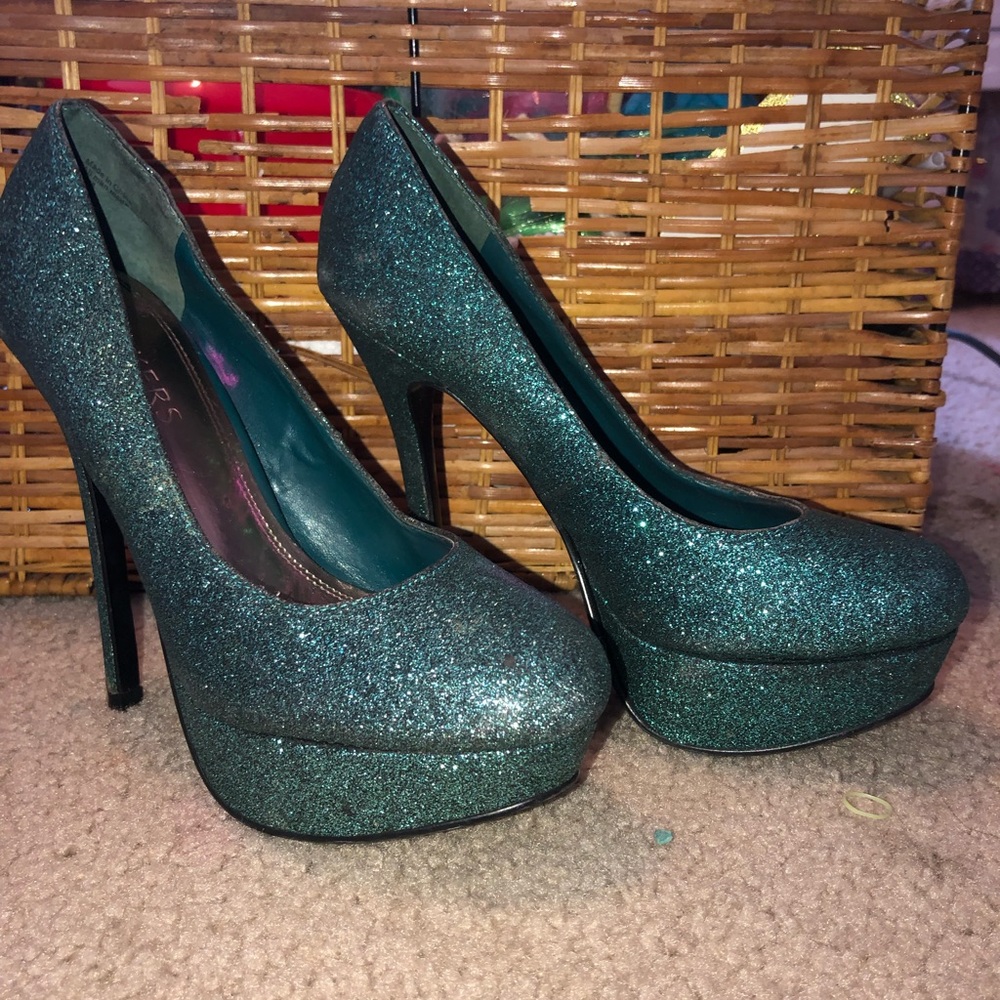 Sparkly turquoise heels from Bakers Size 5 1/2- 6
